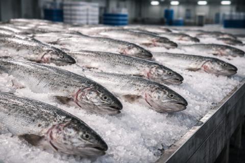 Товарная форель на льду как результат производства рыбы в Ленинградской области и развития аквакультуры